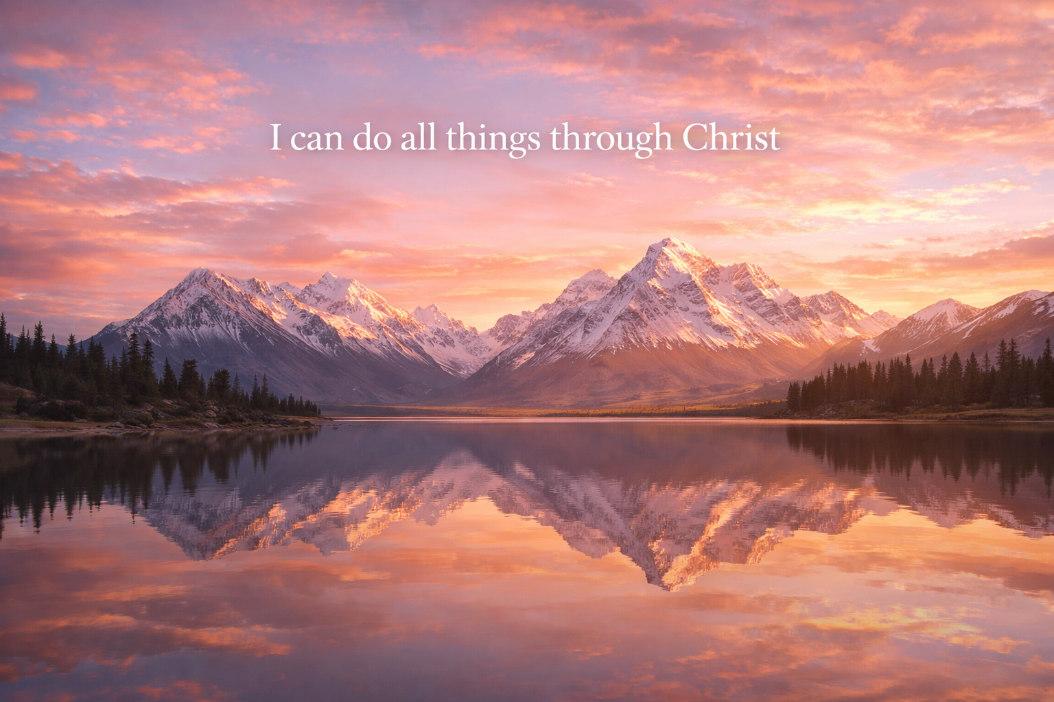 Bible Verse Wallpaper -- Mountains and Lake at Sunrise